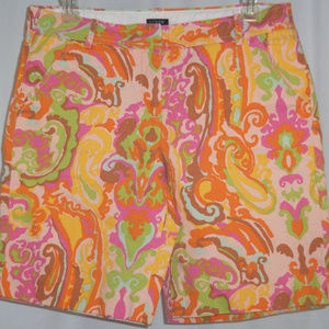 J. Crew City Fit Bermuda Shorts Paisley sz 6 Multi